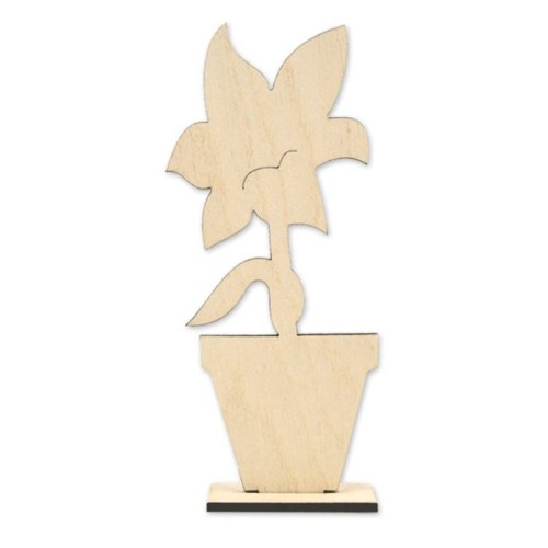 Drewniany kwiatek stojący w doniczce z podstawką KD1 Decor #1