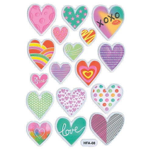 Naklejki wypukłe serca mix 17szt  #1