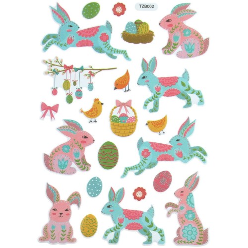 Naklejki wielkanocne wypukłe zajączki mix 22szt #1