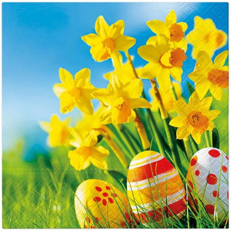 Serwetka do Decoupage 33x33cm - Eggs Among Daffodils #1