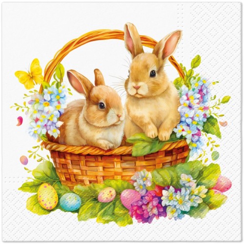 Serwetka do Decoupage 33x33cm - Bunnies In Basket #1