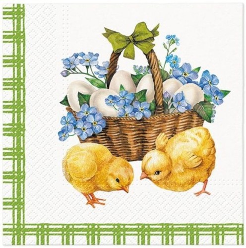 Serwetka do Decoupage 33x33cm - Chicks with basket #1