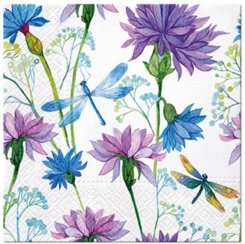 Serwetka do Decoupage 33x33cm - Flower With Dragonfly #1