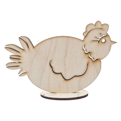 Drewniana ozdoba kura na podstawce #1