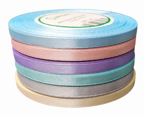 Wstążka satynowa 6mm - 32mb - Zestaw 6 kolorów pastelowych #1