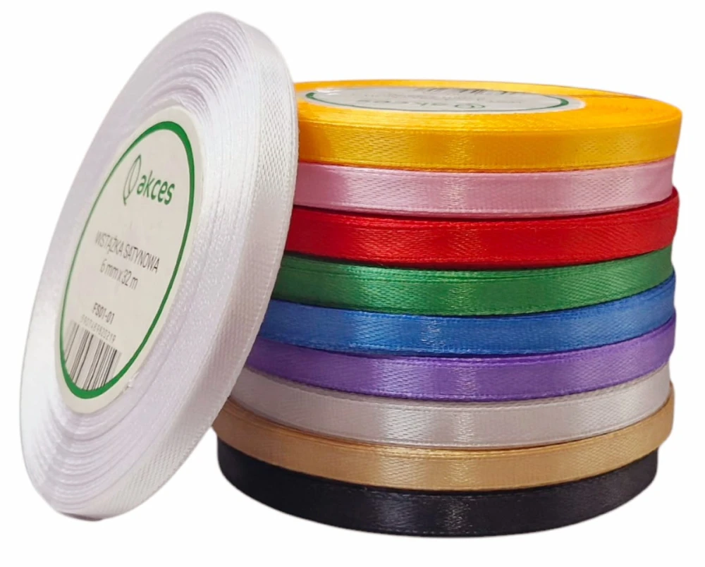 Wstążka satynowa 6mm - 32mb - Zestaw 10 kolorów #1