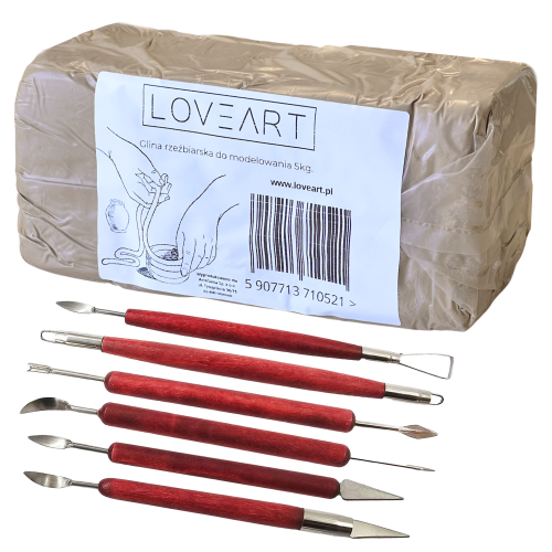 Zestaw rzeźbiarski Glina 5kg Narzędzia do modelowania 6 elementów #1