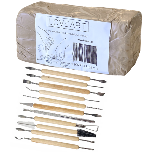 Zestaw rzeźbiarski Glina 5kg Narzędzia do modelowania gliny 11 elementów #1