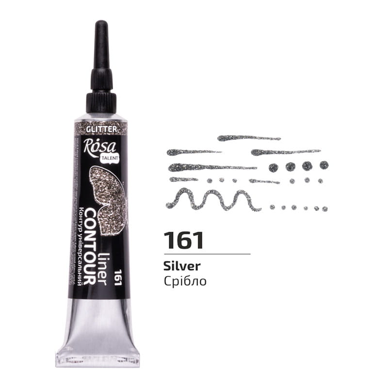 Farba akrylowa konturowa Rosa Talent 20ml Brokatowa Srebrna #2