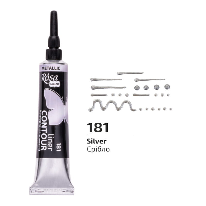 Farba akrylowa konturowa Rosa Talent 20ml Metaliczna Srebrna #2