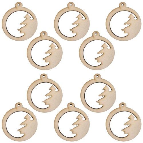 Drewniana ozdoba zawieszka bombka 6cm - choinka - 10szt #1