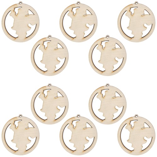 Drewniana ozdoba zawieszka bombka 6 cm - Święty Mikołaj - 10szt #1