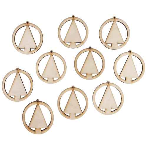 Drewniana ozdoba zawieszka bombka 6 cm - Choinka drzewko - 10szt #1