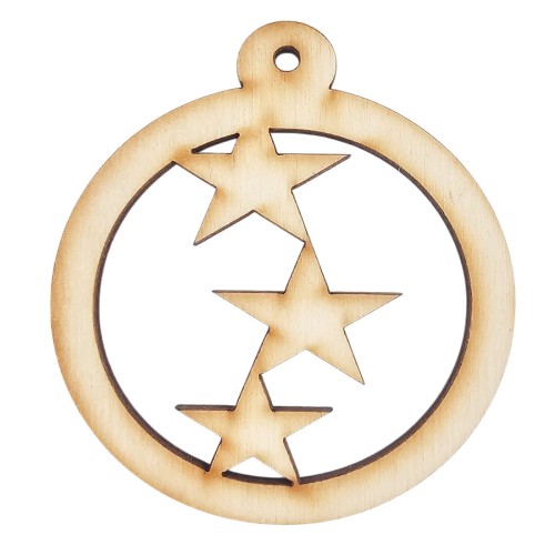 Drewniana ozdoba zawieszka bombka 6cm - Gwiazdy - 10 szt. #2