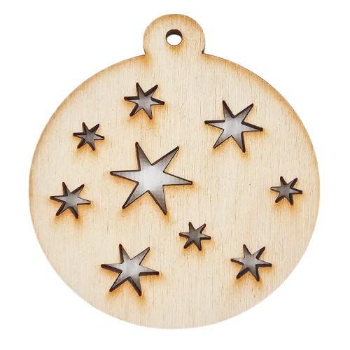 Drewniana ozdoba zawieszka bombka 6cm - Gwiazdki - 10 szt. #2