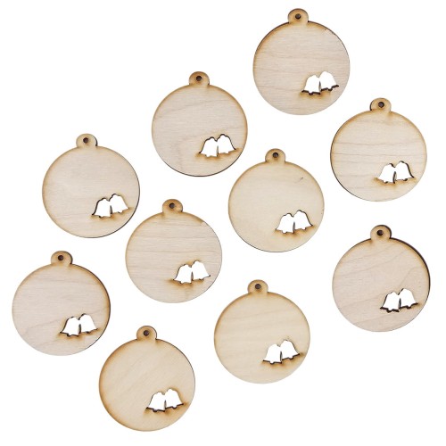 Drewniana ozdoba zawieszka bombka 6cm - Dzwoneczki - 10szt #1