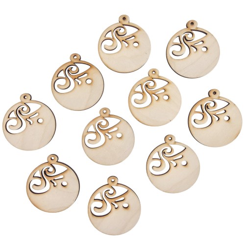 Drewniana ozdoba zawieszka bombka 6cm - Ornament - 10szt #1