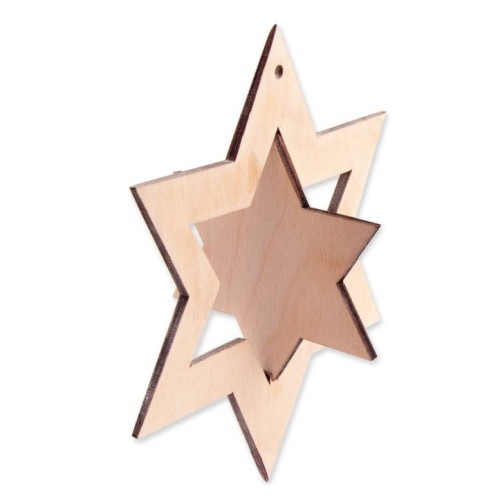 Drewniana zawieszka gwiazda 3D Decor 11cm #1