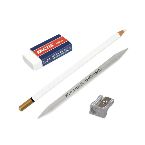 Zestaw do rysunku - temperówka, wiszer, gumka w ołówku i gumka chlebowa #1