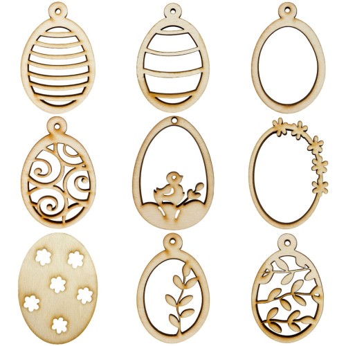 Jajka - drewniane zawieszki do dekoracji wielkanocnych - zestaw 9 szt. #1