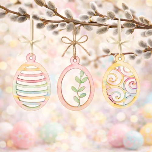 Jajka - drewniane zawieszki do dekoracji wielkanocnych - zestaw 9 szt. #2