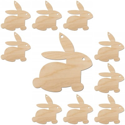 Drewniana ozdoba zawieszka Zajączek - zestaw 10 sztuk #1