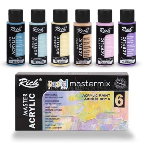 Zestaw farb akrylowych Rich 6x60ml w kolorach pastelowych #1