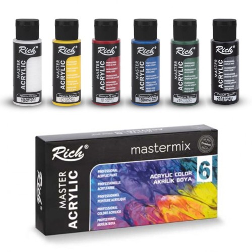 Zestaw farb akrylowych Rich 6x60ml Mastermix #1