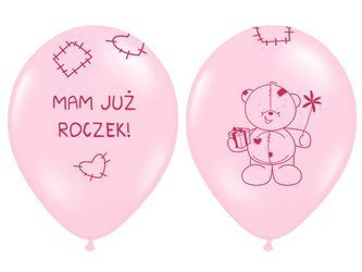 Balony Miś - mam już... - pastelowe różowe - 30cm 6szt