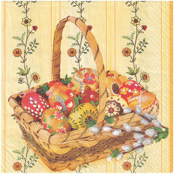 Serwetka 33x33cm - jajka w koszyku - 2 szt. wzór 099