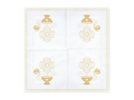 Serwetki Chrzest Święty 33x33 złote - 20szt.