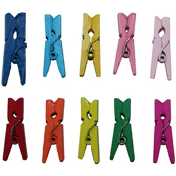 Spinacze, klamerki drewniane kolorowe 2,5 cm - 25szt