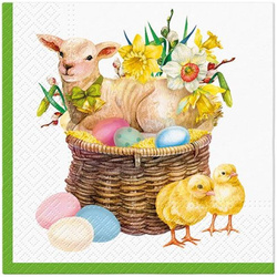 Serwetka do Decoupage 33x33cm - Lamb Basket