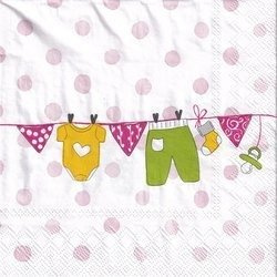 Serwetka 33x33cm - Baby is Coming light rose