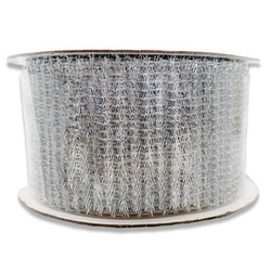 Wstążka ozdobna do prezentów  38mm x 3m - srebrna siateczka