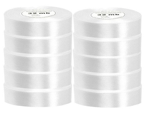 Wstążka satynowa biała 38mm - 32mb - 10szt