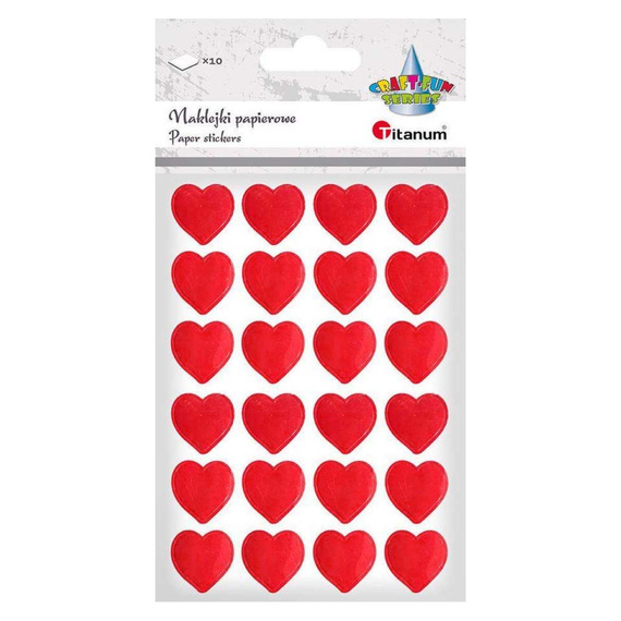 Naklejki papierowe serca mix 240szt czerwone