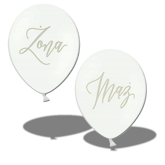 BALONY Z NAPISEM 2 szt napis MĄŻ ŻONA ślub wesele