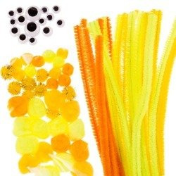 Druciki kreatywne z pomponami - żółte