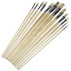 Zestaw pędzli szczecinowych płaskich Phoenix - 12 sztuk