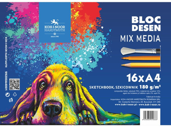 Szkicownik MixMedia Koh-I-Noor A4 16 arkuszy 
