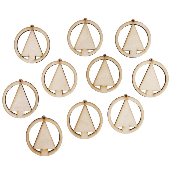 Drewniana ozdoba zawieszka bombka 6 cm - Choinka drzewko - 10szt