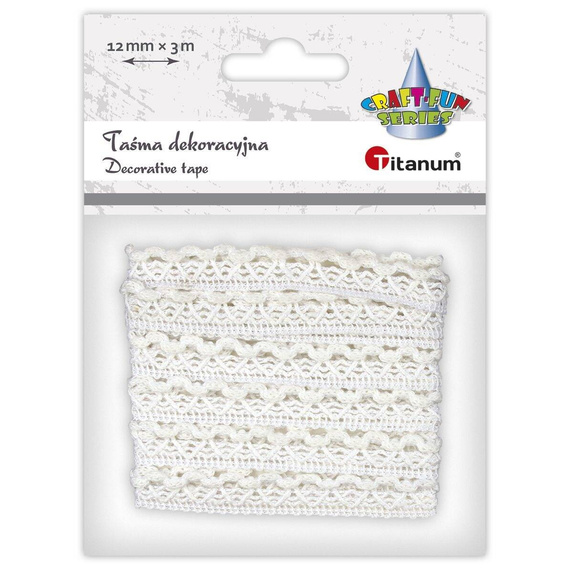 Koronka bawełniana biała 12mm x 3m