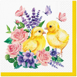 Serwetka do Decoupage 33x33cm - Chicks and Flowers