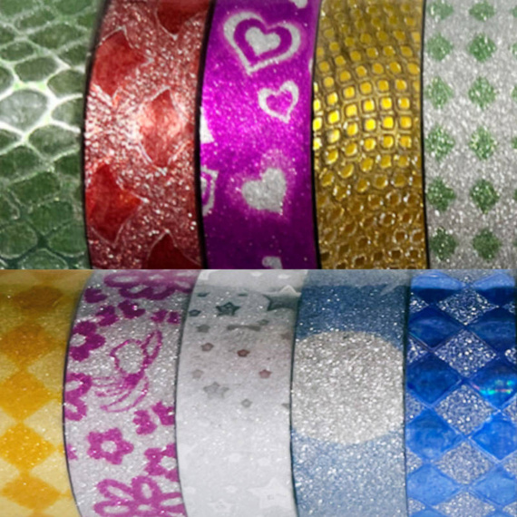 Taśma wzorzysta samoprzylepna 12mm x 3m  - mix kolorystyczny 10 sztuk