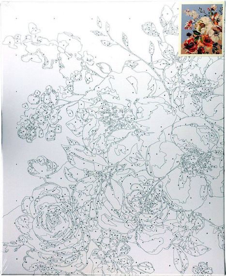 Malowanie po numerach 40x50cm Kwiaty - Zestaw na ramie