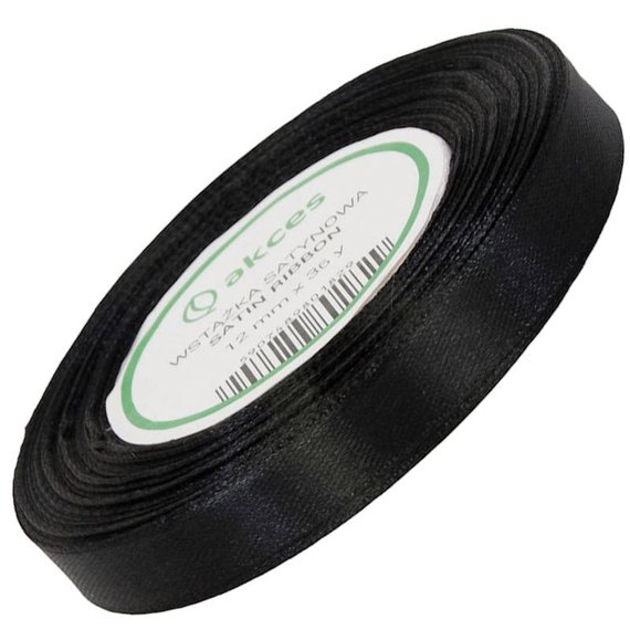 Wstążka satynowa czarna 12mm - 32mb