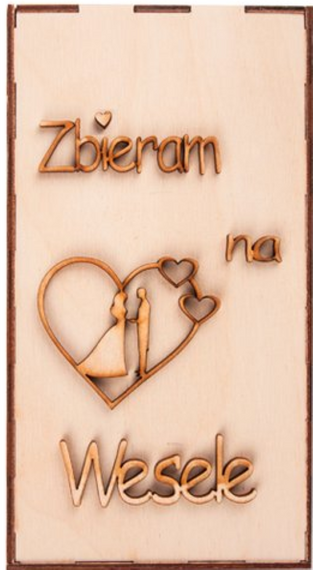 Drewniana Skarbonka wz. 4 Zbieram na wesele Decor