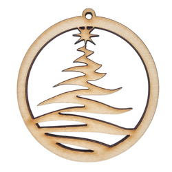 Drewniana ozdoba zawieszka bombka 6cm - Choinka