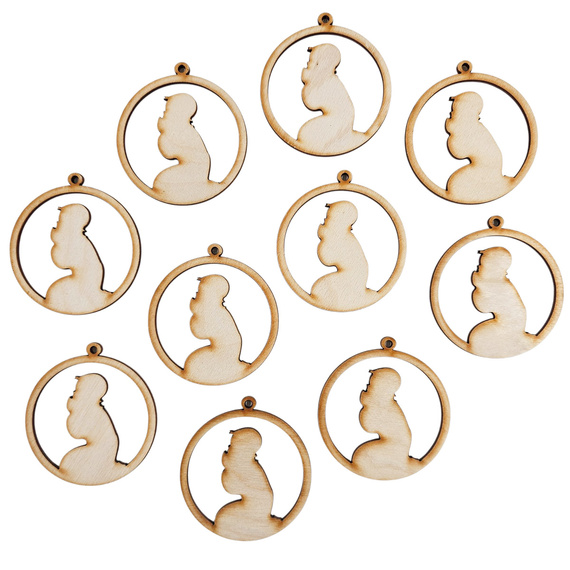 Drewniana ozdoba zawieszka bombka 6cm. Decor - 10szt